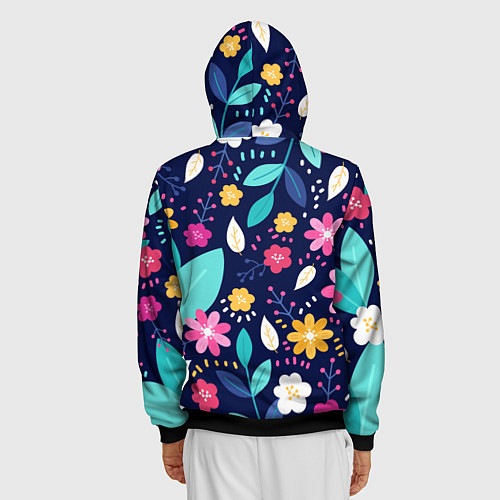 Мужская толстовка на молнии Абстракция цветочный фон / 3D-Черный – фото 4