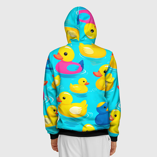 Мужская толстовка на молнии Плавающие уточки / 3D-Черный – фото 4