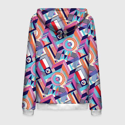 Мужская толстовка на молнии Зигзаги в геометрии / 3D-Белый – фото 2