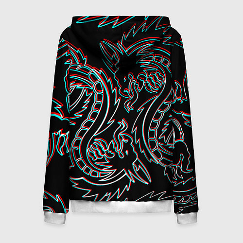 Мужская толстовка на молнии Драконы глитч киберпанк / 3D-Белый – фото 2