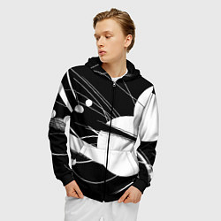 Толстовка 3D на молнии мужская Black and white vanguard abstraction - ai art fant, цвет: 3D-черный — фото 2