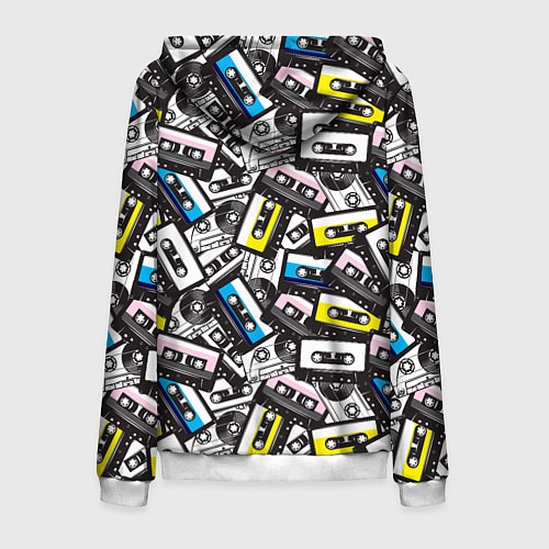 Мужская толстовка на молнии Аудиокассеты паттерн / 3D-Белый – фото 2