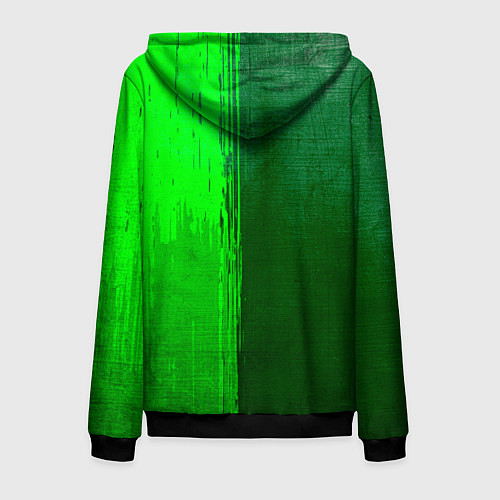 Мужская толстовка на молнии HIM - green gradient по-вертикали / 3D-Черный – фото 2