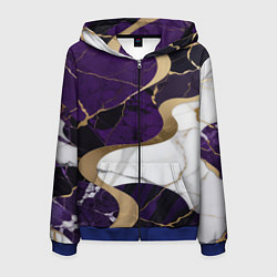 Толстовка 3D на молнии мужская Фиолетовый с белым и золотым, цвет: 3D-синий