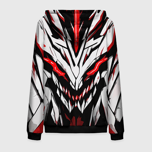 Мужская толстовка на молнии Красное абстрактное лицо монстра / 3D-Черный – фото 2