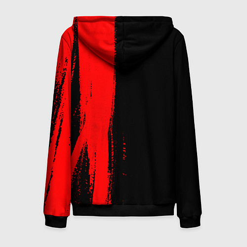 Мужская толстовка на молнии Lazio - red gradient по-вертикали / 3D-Черный – фото 2