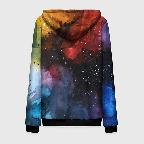 Мужская толстовка на молнии Акварельная цветная абстракция / 3D-Черный – фото 2