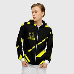 Толстовка 3D на молнии мужская Nirvana geometry yellow, цвет: 3D-белый — фото 2