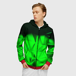 Толстовка 3D на молнии мужская Кислотная абстракция кубы, цвет: 3D-красный — фото 2