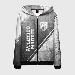 Толстовка 3D на молнии мужская Atletico Madrid - grey gradient вертикально, цвет: 3D-черный