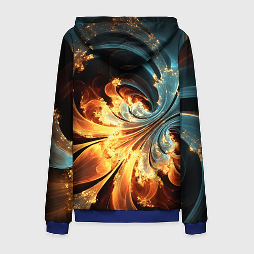 Мужская толстовка на молнии Абстрактный фрактал / 3D-Синий – фото 2