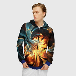 Толстовка 3D на молнии мужская Абстрактный фрактал, цвет: 3D-синий — фото 2