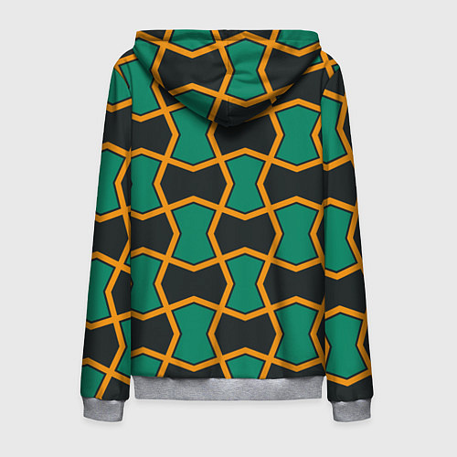 Мужская толстовка на молнии Геометрический узор желто-зеленый / 3D-Меланж – фото 2