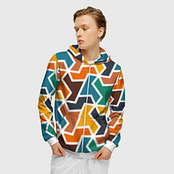 Толстовка 3D на молнии мужская Геометрический узор разноцветный, цвет: 3D-белый — фото 2