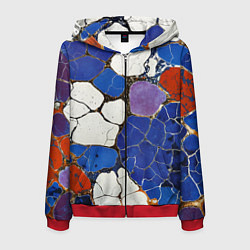 Толстовка 3D на молнии мужская Потрескавшаяся плитка, цвет: 3D-красный