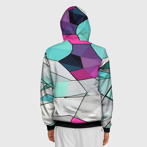 Мужская толстовка на молнии Яркая геометрическая абстракция / 3D-Черный – фото 4