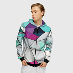 Толстовка 3D на молнии мужская Яркая геометрическая абстракция, цвет: 3D-черный — фото 2