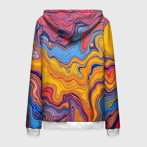 Мужская толстовка на молнии Поток разноцветной краски / 3D-Белый – фото 2