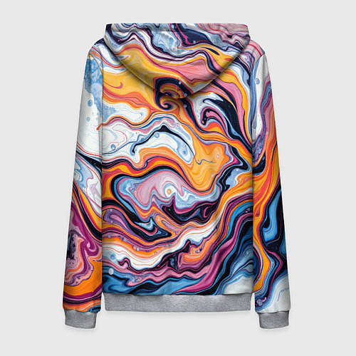 Мужская толстовка на молнии Жидкие разноцветные краски / 3D-Меланж – фото 2
