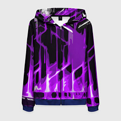 Толстовка 3D на молнии мужская Abstract purple stripes on a black background, цвет: 3D-синий