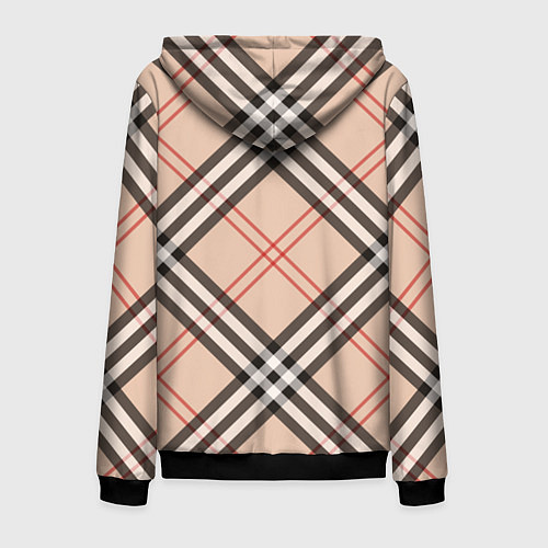 Мужская толстовка на молнии Стильная клетка - шотландка, крупно / 3D-Черный – фото 2