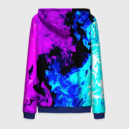 Мужская толстовка на молнии Битва неонового огня / 3D-Синий – фото 2