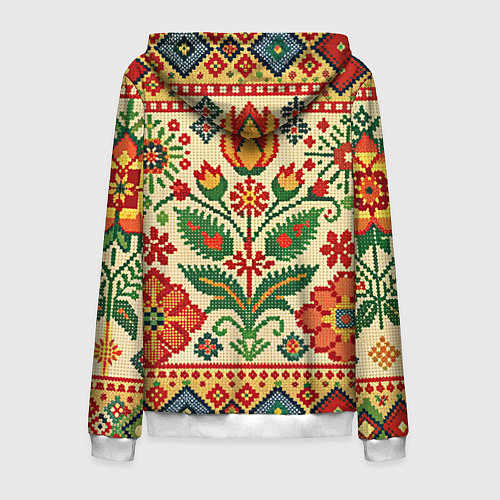 Мужская толстовка на молнии Славянский узор и орнамент / 3D-Белый – фото 2