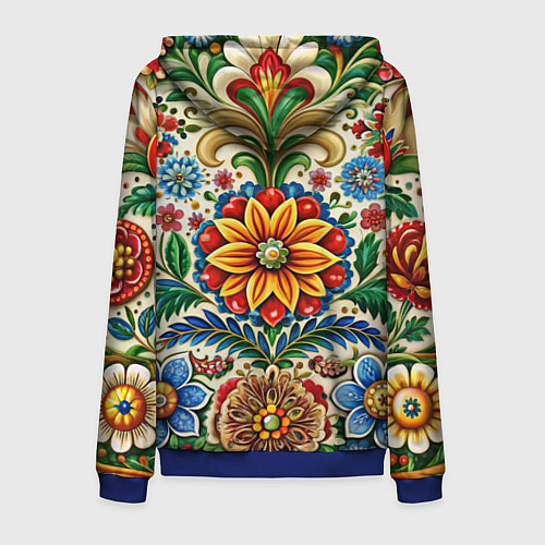 Мужская толстовка на молнии Русские классические узоры и орнамент / 3D-Синий – фото 2