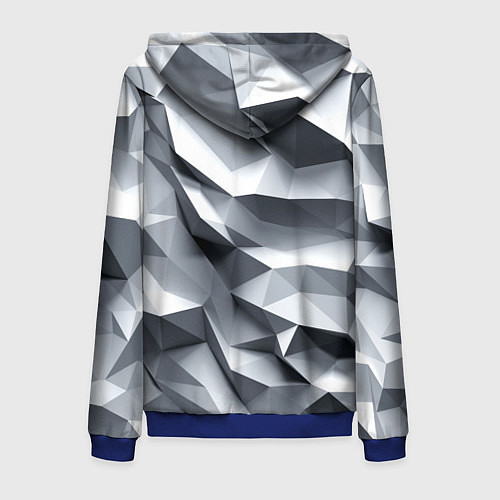 Мужская толстовка на молнии Белая геометрия с искажением / 3D-Синий – фото 2