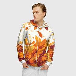 Толстовка 3D на молнии мужская Осенние опавшие листья, цвет: 3D-белый — фото 2