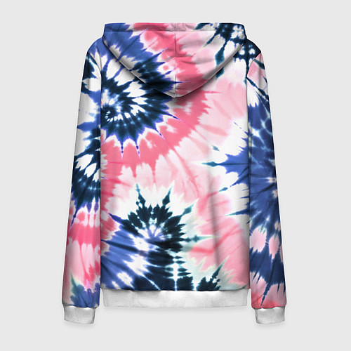 Мужская толстовка на молнии Розово синий тай дай - разводы краски на белом фон / 3D-Белый – фото 2