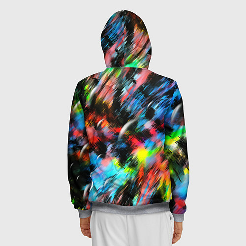 Мужская толстовка на молнии Цветные краски абстракция / 3D-Меланж – фото 4