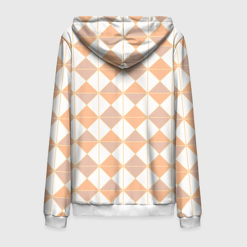 Мужская толстовка на молнии Персиковые ромбы / 3D-Белый – фото 2