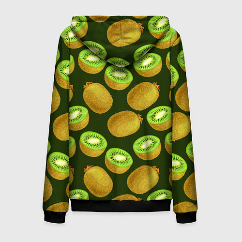 Мужская толстовка на молнии Киви цветной паттерн / 3D-Черный – фото 2