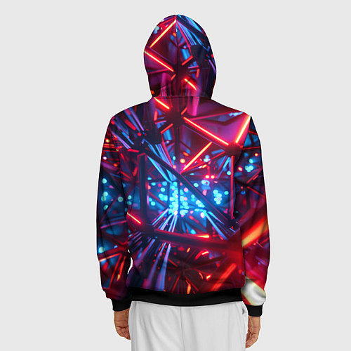 Мужская толстовка на молнии Неоновые трубки / 3D-Черный – фото 4