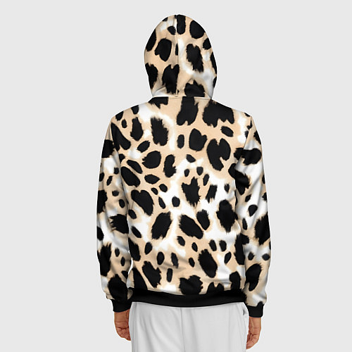 Мужская толстовка на молнии Леопард пятна / 3D-Черный – фото 4