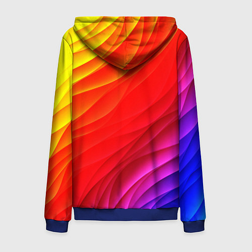 Мужская толстовка на молнии Абстрактные волны текстура / 3D-Синий – фото 2