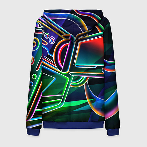 Мужская толстовка на молнии Неоновая психоделика геймер / 3D-Синий – фото 2