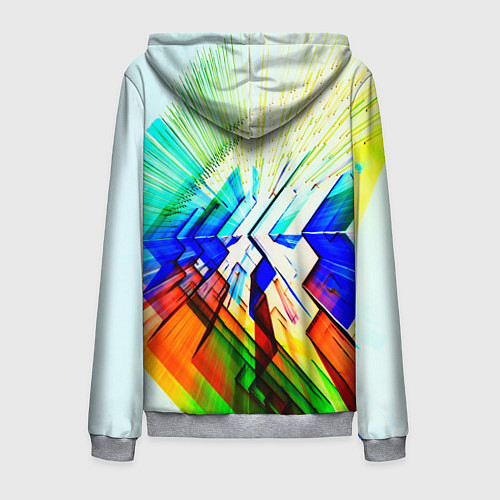 Мужская толстовка на молнии Неоновая абстракция стекло / 3D-Меланж – фото 2