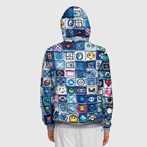 Мужская толстовка на молнии Пиксельный пэчворк / 3D-Меланж – фото 4