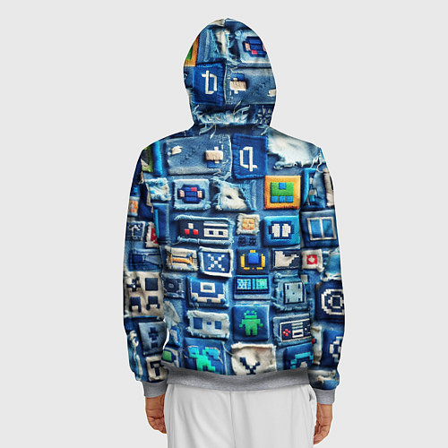 Мужская толстовка на молнии Пэчворк с геймерскими знаками / 3D-Меланж – фото 4