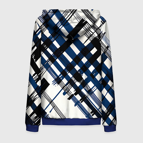 Мужская толстовка на молнии Косая клетка бело-синяя / 3D-Синий – фото 2