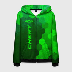 Мужская толстовка на молнии Chery - green gradient по-вертикали