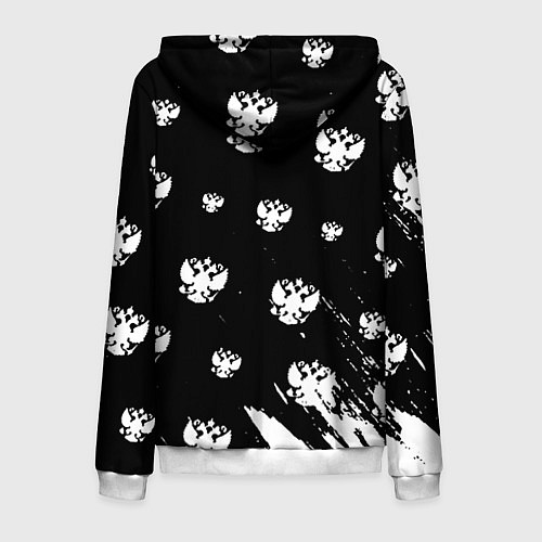 Мужская толстовка на молнии Герб РФ паттерн / 3D-Белый – фото 2