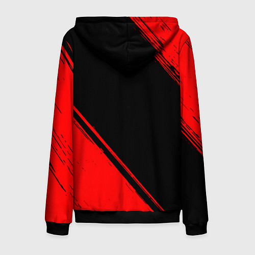 Мужская толстовка на молнии Portal - red gradient вертикально / 3D-Черный – фото 2