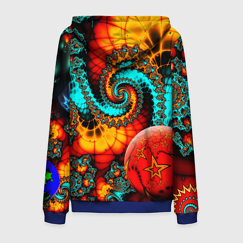 Мужская толстовка на молнии Фрактальный узор из фигур / 3D-Синий – фото 2