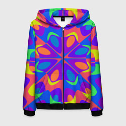 Толстовка 3D на молнии мужская Оптический узор красочная мозаика, цвет: 3D-черный