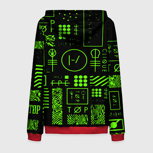 Мужская толстовка на молнии Twenty one pilots neon / 3D-Красный – фото 2