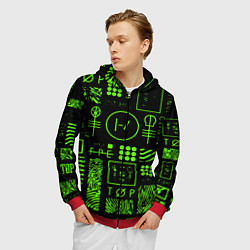 Толстовка 3D на молнии мужская Twenty one pilots neon, цвет: 3D-красный — фото 2