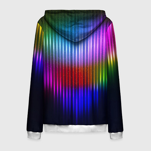 Мужская толстовка на молнии Неоновая геометрия полосы / 3D-Белый – фото 2